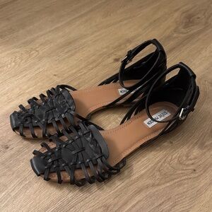 Steve Madden Black and Tan Women's Sandals